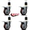 Service Caster 4'' Maroon Poly Swivel 1-7/8'' Expanding Stem Caster Set Total Lock Brake, 4PK SCC-EXTTL20S414-PPUB-MRN-178-4 - alternate 4